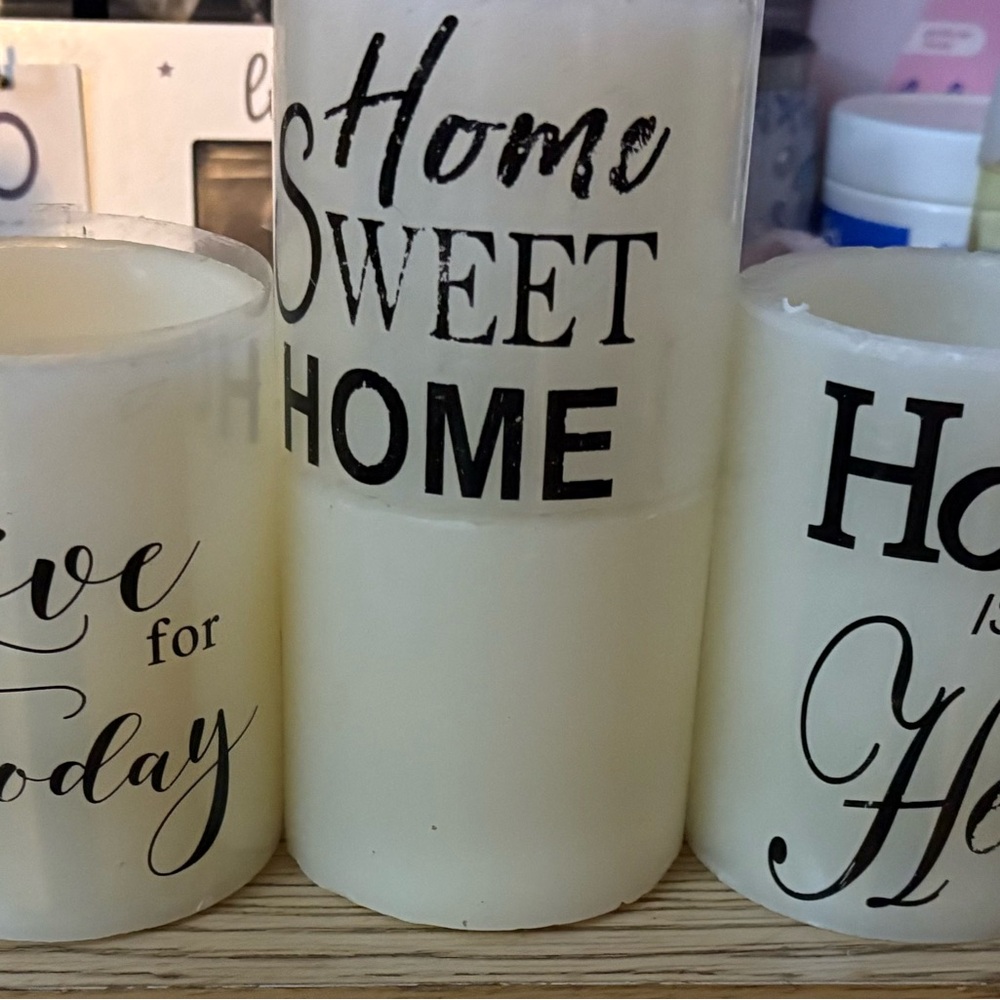 Home Sweet Home LED Candle Set - Cream